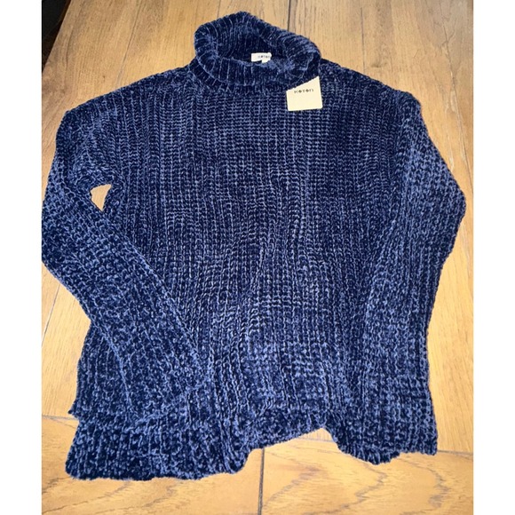 Koton Velvet Turtleneck Sweater Womens Medium Blue Knit Pullover Warm Cozy - Picture 1 of 2